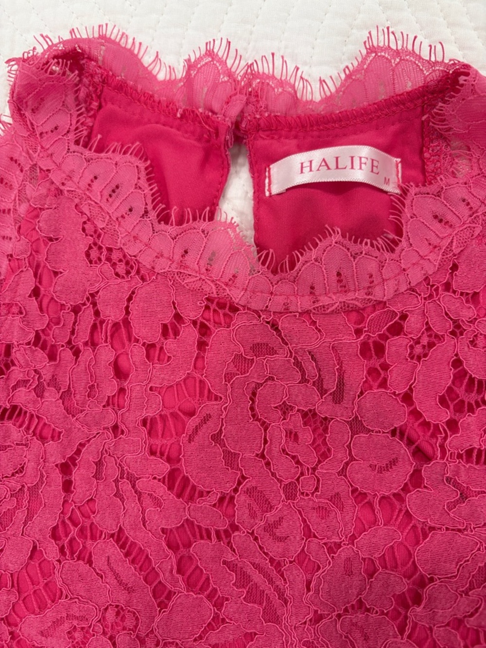 Floral Lace Halter Camisole - Hot Pink - Picture 2 of 8